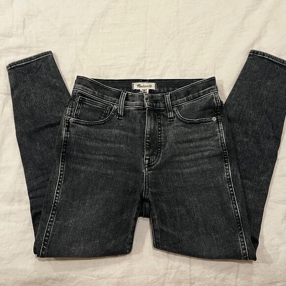 Madewell 10-Inch High Waist Skinny Jeans, color: distressed black/grey size 25 - Picture 4 of 5